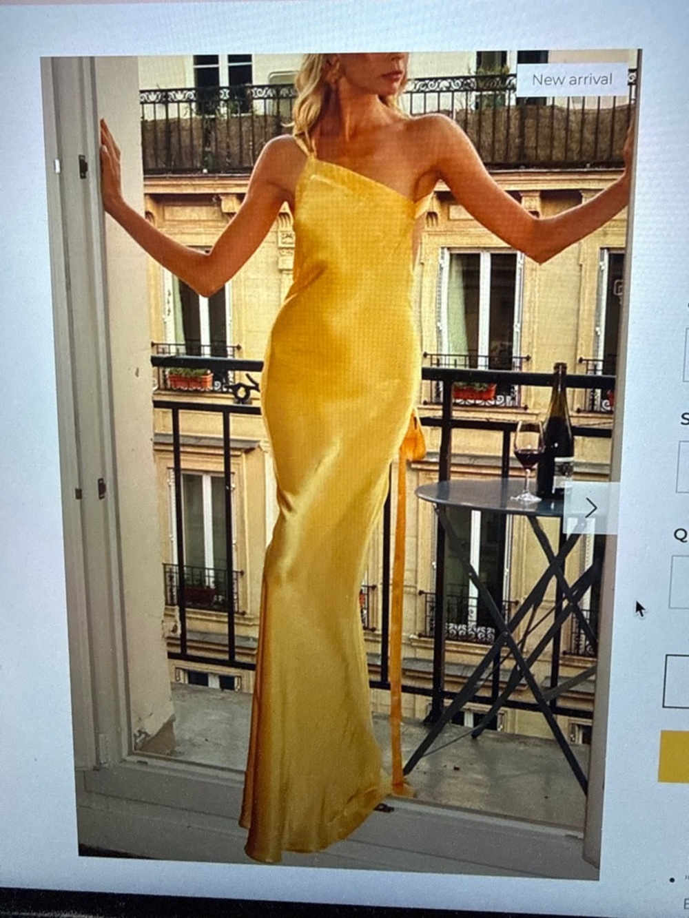 Yellow Satin One-Shoulder Slip Dress